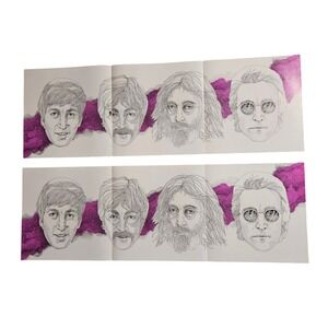 Lot of 2: Beatles 10 Year Anniversary John Lennon Promo Poster 36x12 VTG 1970s